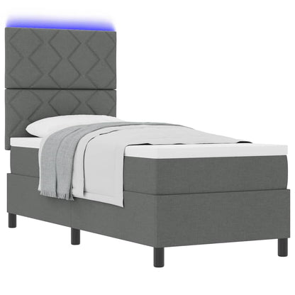 Letto a molle con strisce LED Grigio scuro 80 x 200 cm Tessuto | homemem39