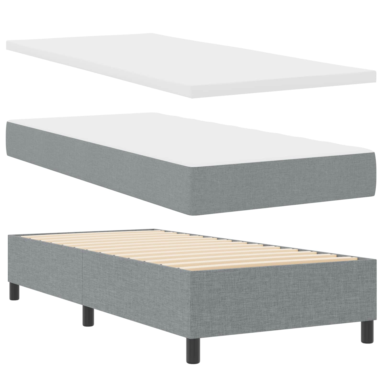 Letto a molle con testiera Grigio chiaro 100 x 200 cm Tessuto | homemem39