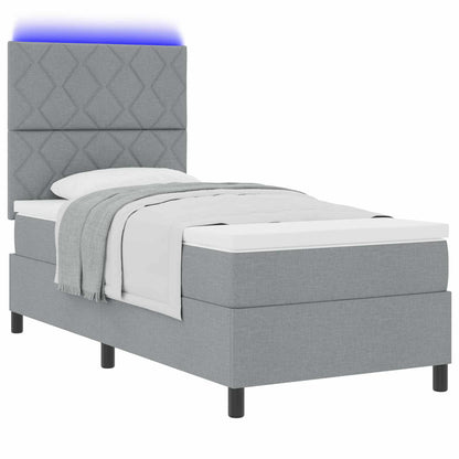 Letto a molle con testiera Grigio chiaro 100 x 200 cm Tessuto | homemem39