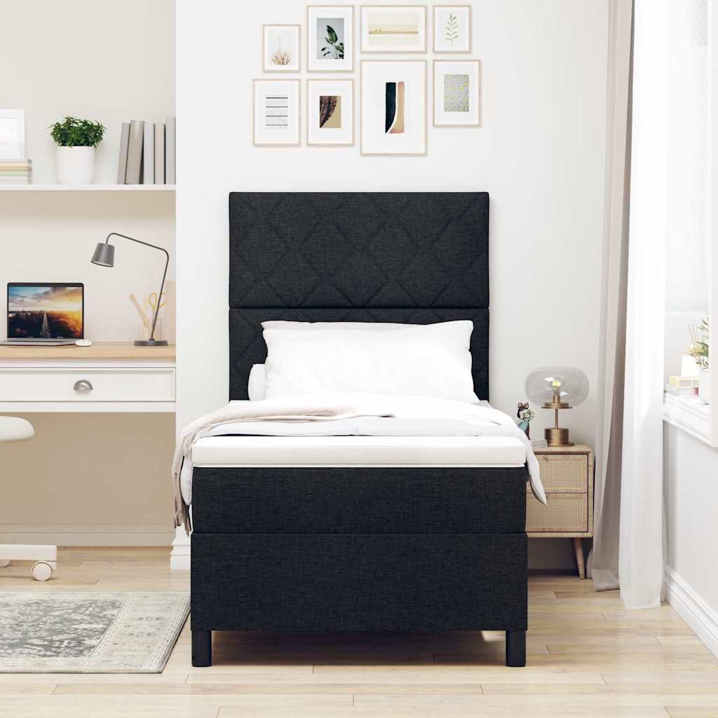 Letto a molle con strisce LED Nero 100 x 200 cm Tessuto | homemem39