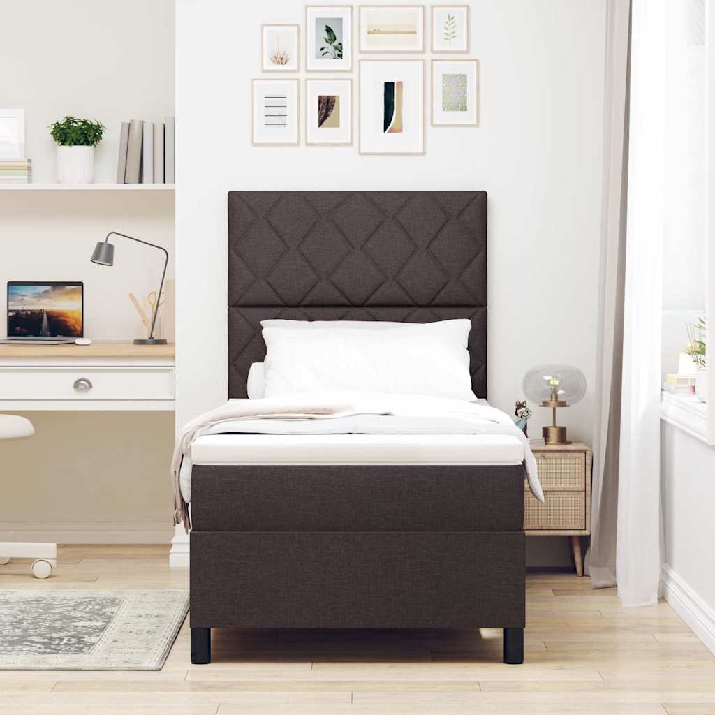 Letto a molle con testiera Marrone scuro 100 x 200 cm Tessuto | homemem39