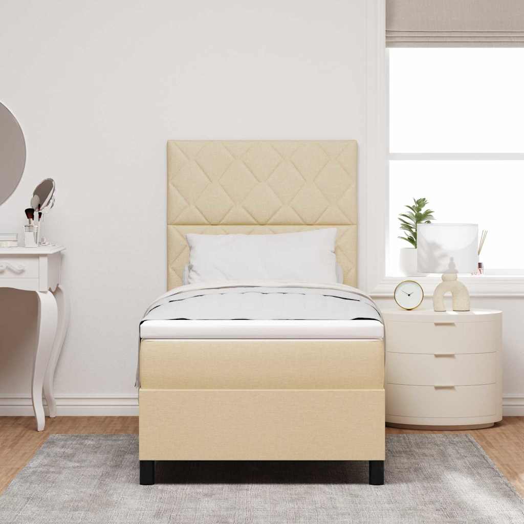 Letto a molle con strisce LED Crema 100 x 200 cm Tessuto | homemem39