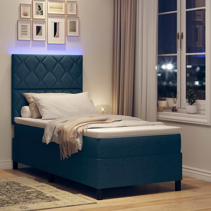 Letto a molle con strisce LED Blu 100 x 200 cm Tessuto | homemem39