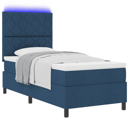 Letto a molle con strisce LED Blu 100 x 200 cm Tessuto | homemem39