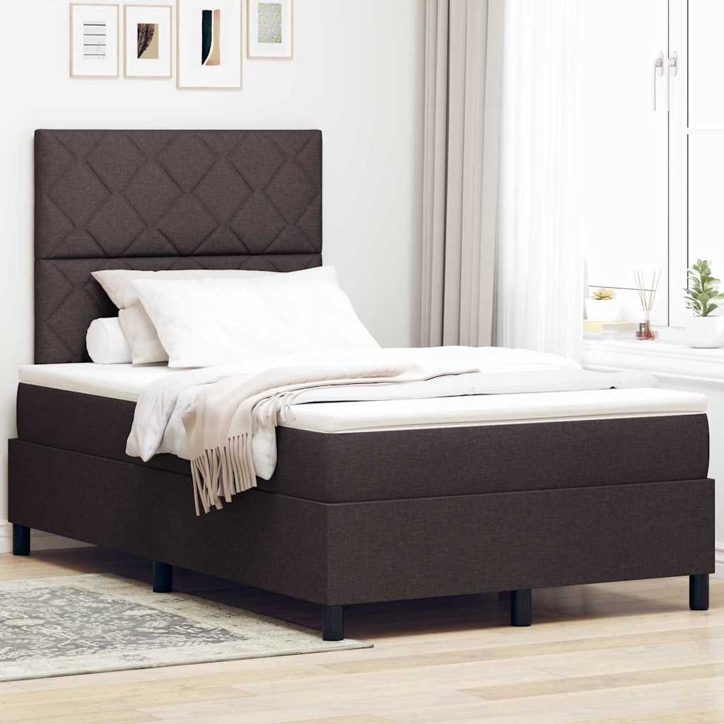 Letto a molle con testiera Marrone scuro 120 x 190 cm Tessuto | homemem39