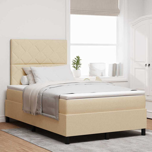 Letto a molle con strisce LED Crema 120 x 190 cm Tessuto | homemem39