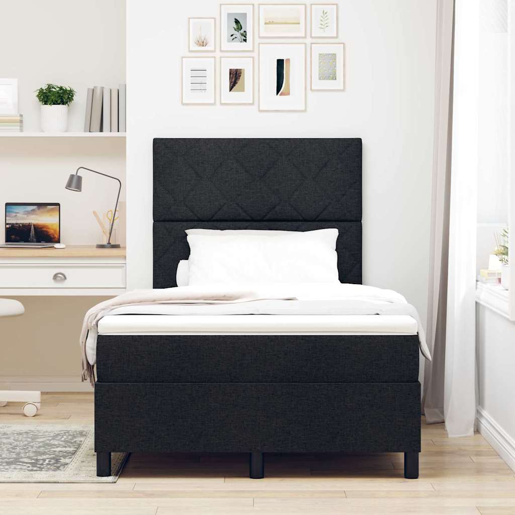 Letto a molle con strisce LED Nero 120 x 200 cm Tessuto | homemem39