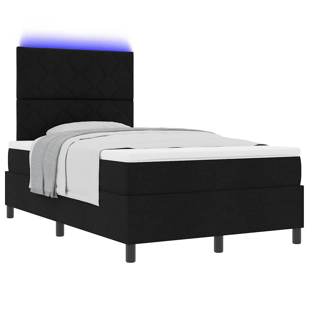 Letto a molle con strisce LED Nero 120 x 200 cm Tessuto | homemem39