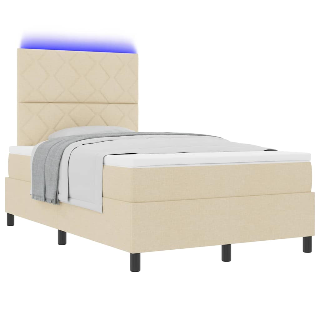 Letto a molle con strisce LED Crema 120 x 200 cm Tessuto | homemem39