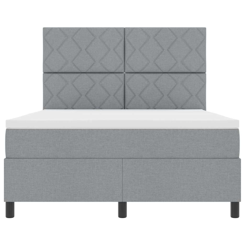 Letto a molle con materasso Grigio chiaro 140 x 190 cm Tessuto