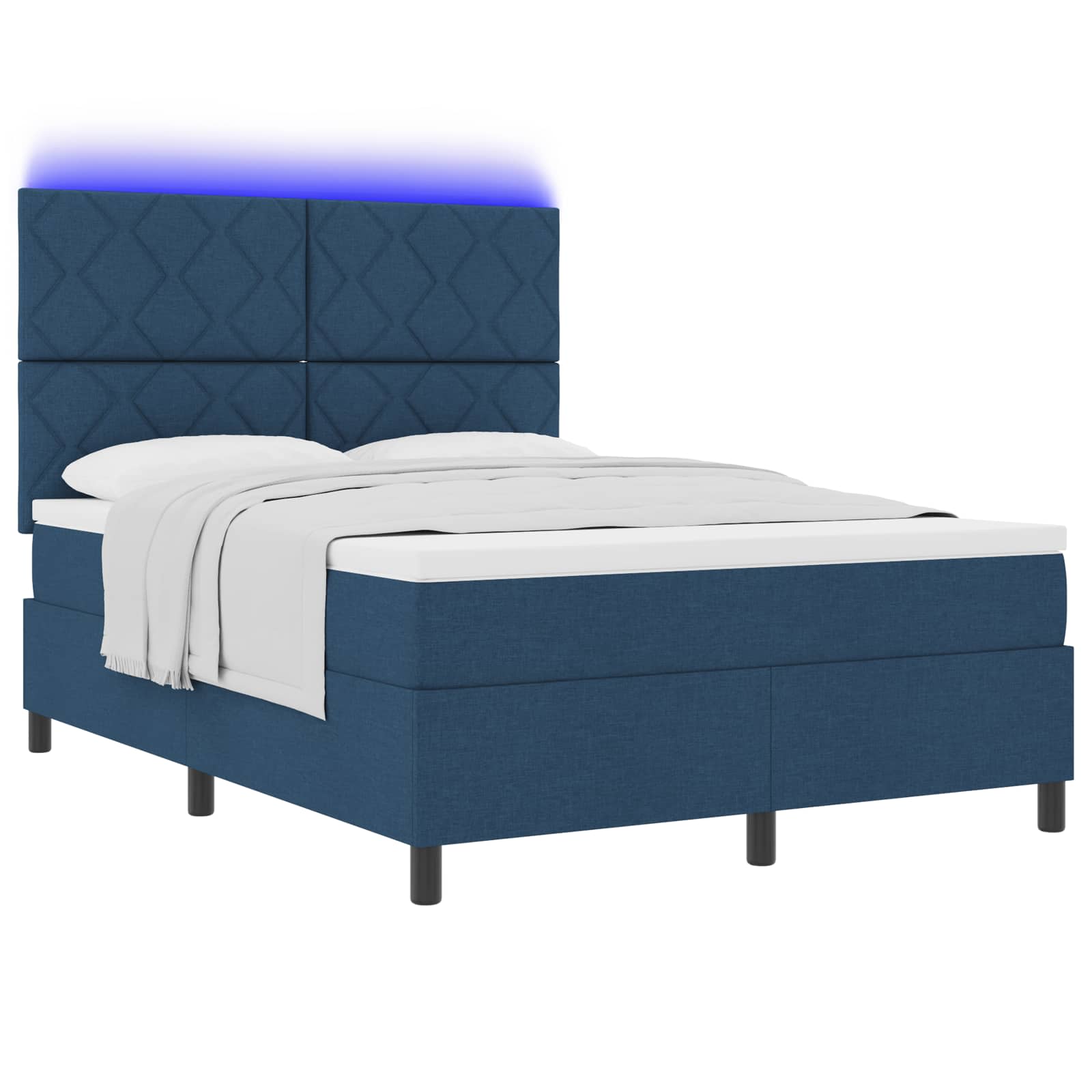 Letto a molle con strisce LED Blu 160 x 200 cm Tessuto | homemem39