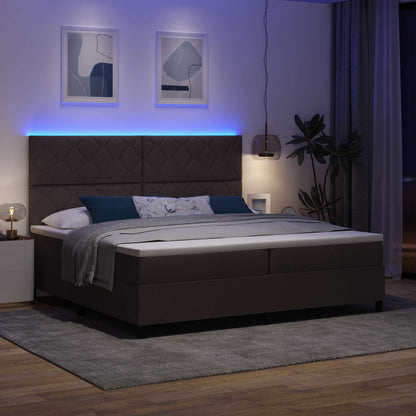 Letto a molle con materasso Marrone scuro 200 x 200 cm Tessuto | homemem39