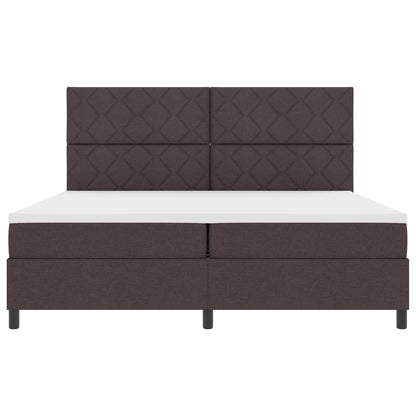 Letto a molle con materasso Marrone scuro 200 x 200 cm Tessuto | homemem39