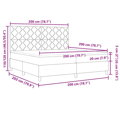 Letto a molle con materasso Marrone scuro 200 x 200 cm Tessuto | homemem39