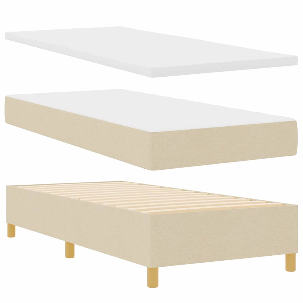 Letto a Sorgente LED con materasso Crema 80 x 200 cm Tessuto