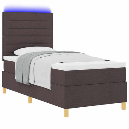 Letto a Sorgente LED Marrone Scuro 90 x 200 cm Tessuto | homemem39