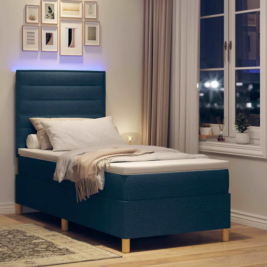 Letto a Sorgente LED con materasso Blu 90 x 200 cm Tessuto | homemem39