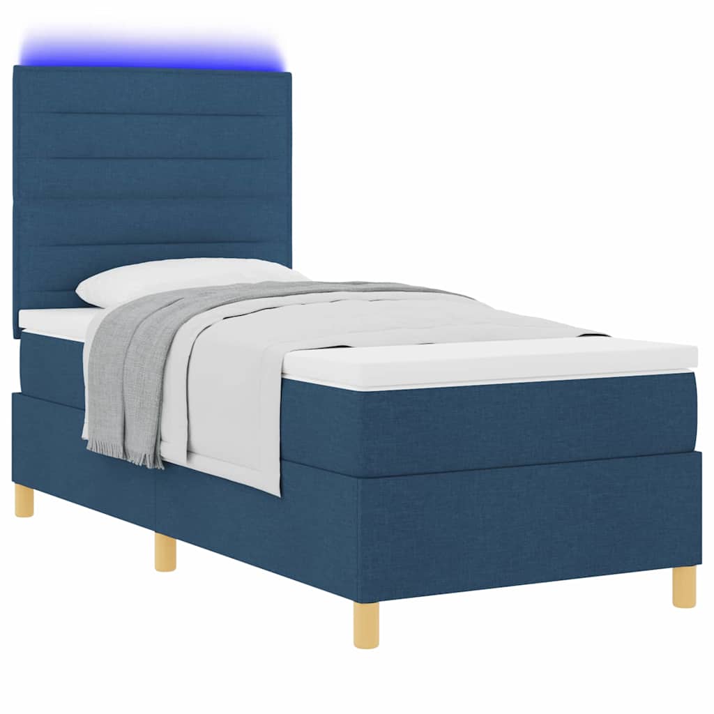 Letto a Sorgente LED con materasso Blu 90 x 200 cm Tessuto | homemem39
