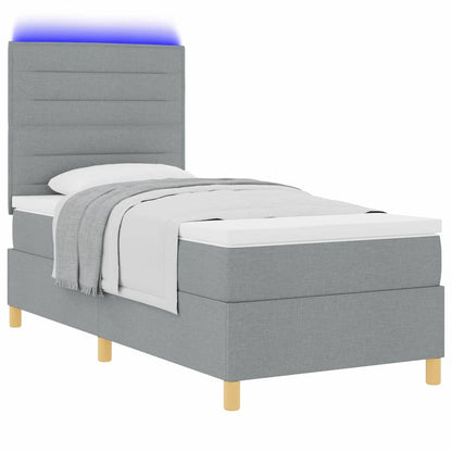 Letto a Sorgente LED Grigio chiaro 100 x 200 cm Tessuto