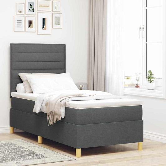 Letto a Sorgente LED Grigio scuro 100 x 200 cm Tessuto | homemem39