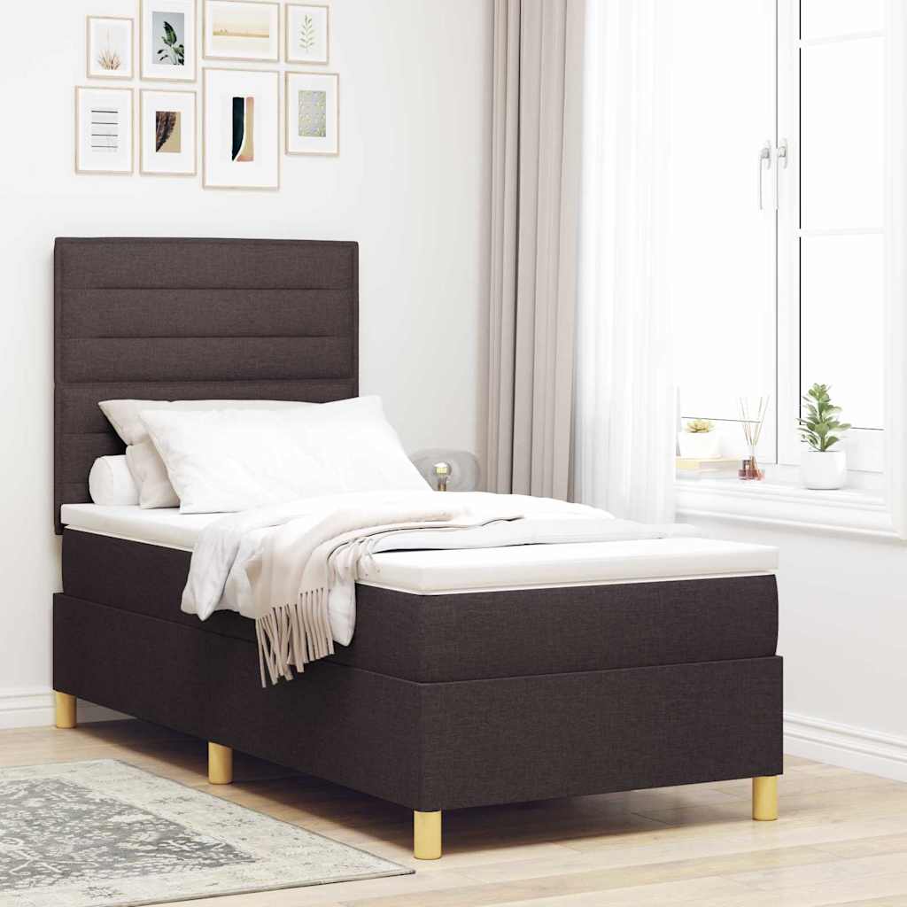 Letto a Sorgente LED Marrone Scuro 100 x 200 cm Tessuto | homemem39