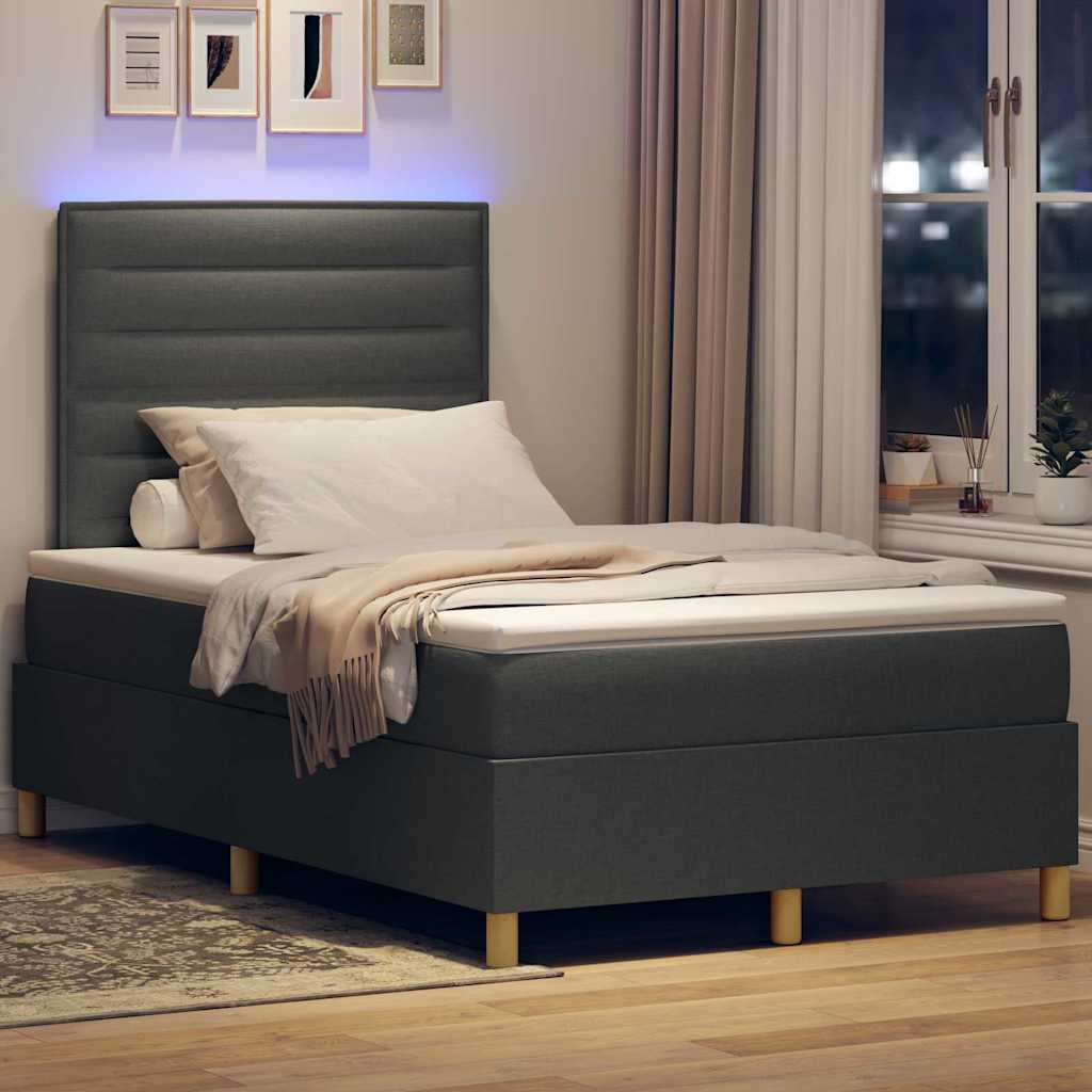 Letto a Sorgente LED Grigio scuro 120 x 190 cm Tessuto | homemem39