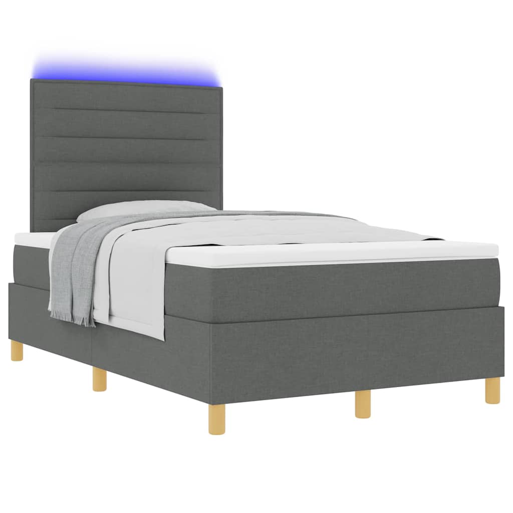Letto a Sorgente LED Grigio scuro 120 x 190 cm Tessuto | homemem39