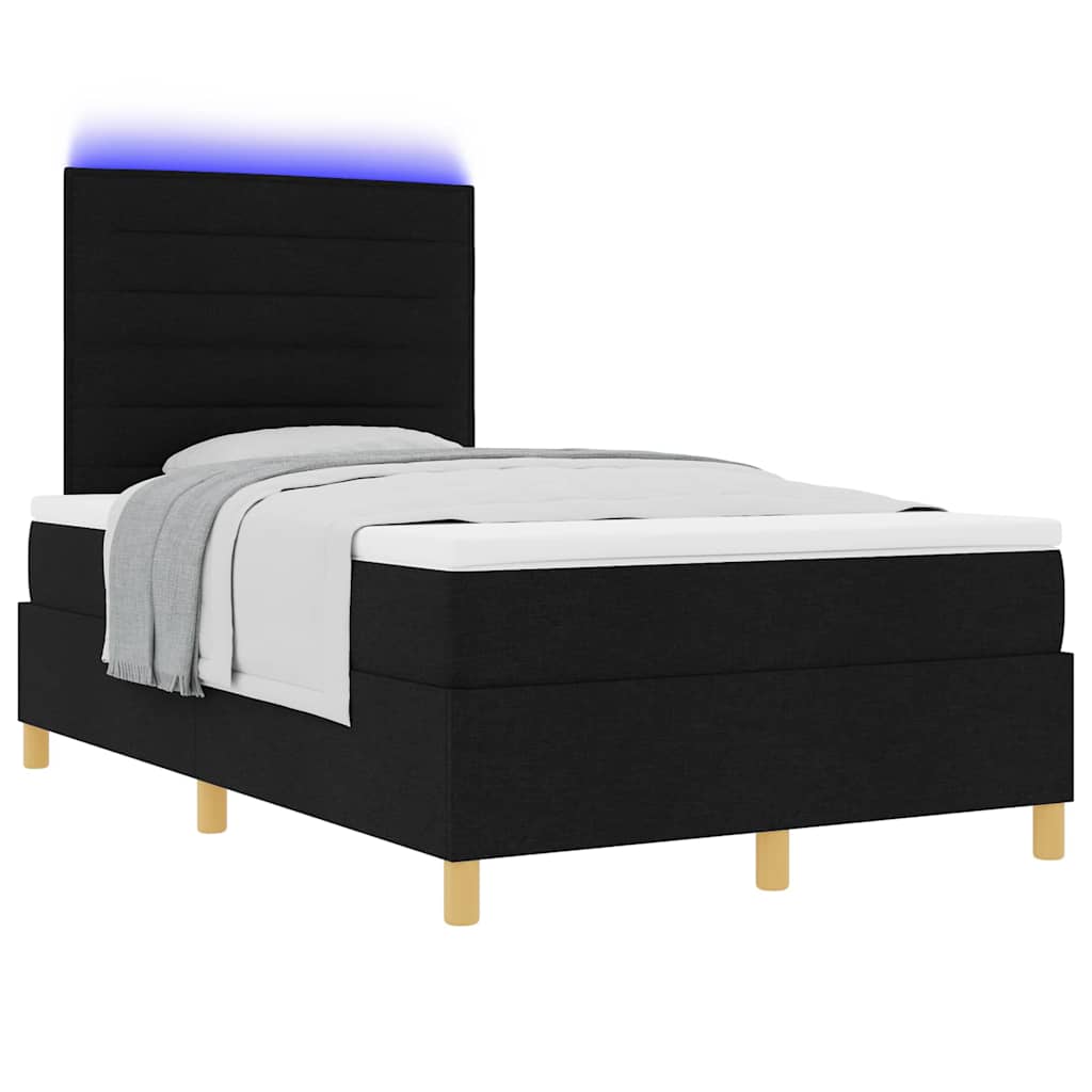 Letto a Sorgente LED con materasso Nero 120 x 190 cm Tessuto | homemem39