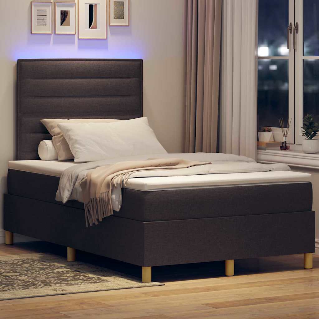 Letto a Sorgente LED Marrone Scuro 120 x 190 cm Tessuto | homemem39