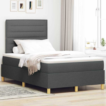 Letto a molle con materasso Grigio scuro 120 x 200 cm Tessuto