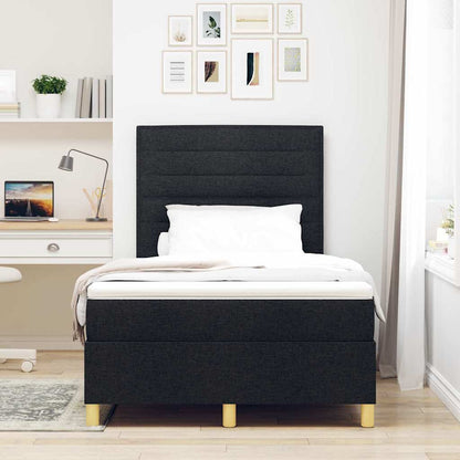 Letto a Sorgente LED con materasso Nero 120 x 200 cm Tessuto | homemem39