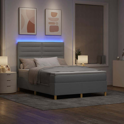 Letto a Sorgente LED Grigio chiaro 140 x 190 cm Tessuto | homemem39