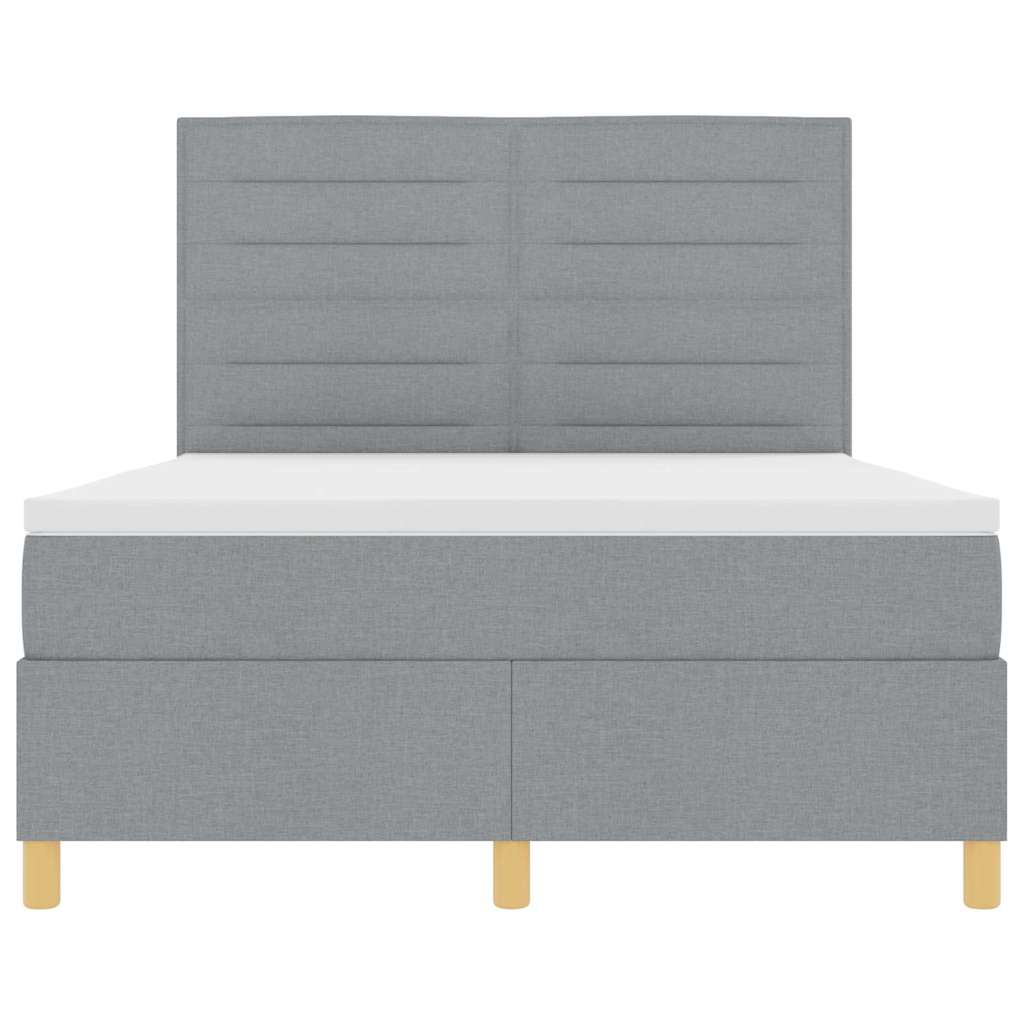 Letto a Sorgente LED Grigio chiaro 140 x 190 cm Tessuto | homemem39