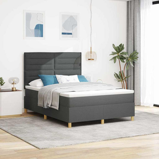 Letto a Sorgente LED Grigio scuro 140 x 190 cm Tessuto | homemem39