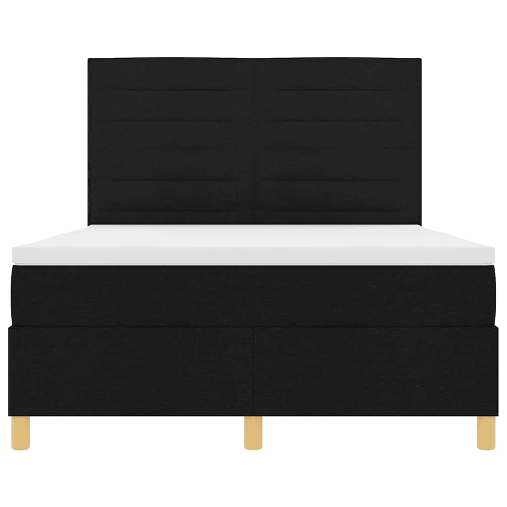 Letto a Sorgente LED con materasso Nero 140 x 190 cm Tessuto | homemem39