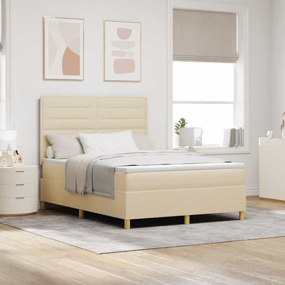 Letto a Sorgente LED con materasso Crema 140 x 190 cm Tessuto | homemem39