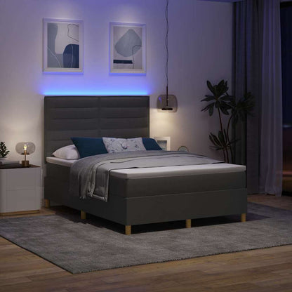 Letto a Sorgente LED Grigio scuro 140 x 200 cm Tessuto