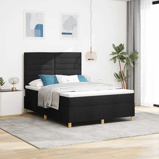 Letto a Sorgente LED con materasso Nero 140 x 200 cm Tessuto | homemem39