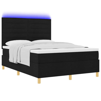 Letto a Sorgente LED con materasso Nero 140 x 200 cm Tessuto | homemem39