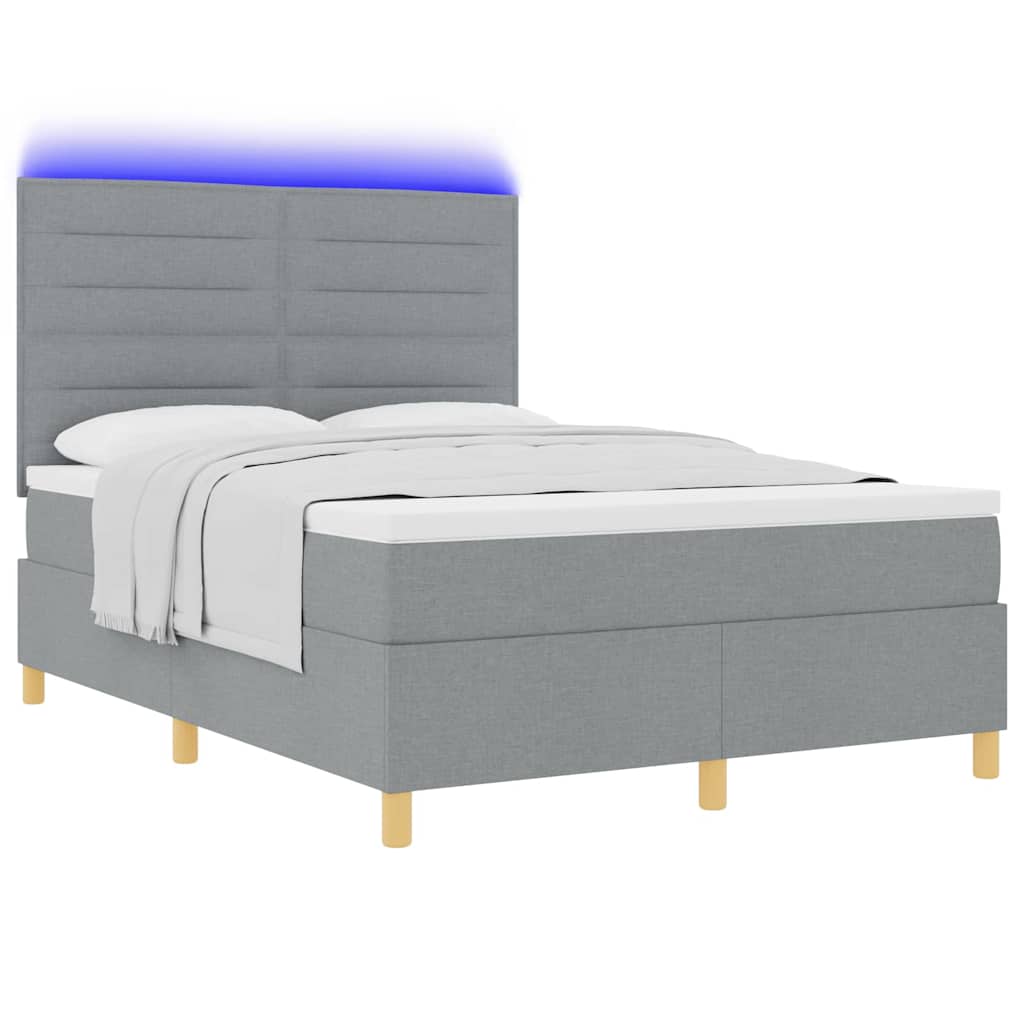 Letto a Sorgente LED Grigio chiaro 160 x 200 cm Tessuto | homemem39