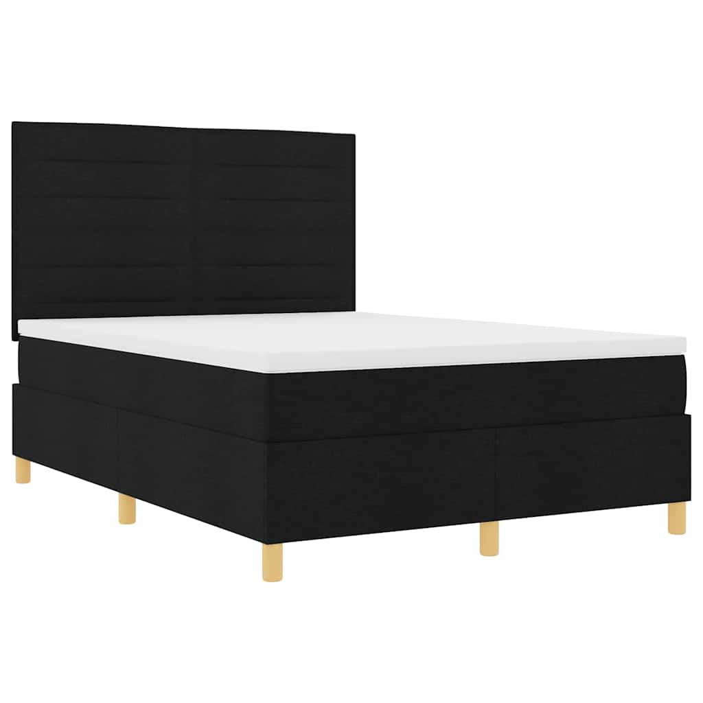 Letto a Sorgente LED con materasso Nero 160 x 200 cm Tessuto | homemem39