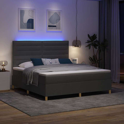 Letto a Sorgente LED Grigio scuro 180 x 200 cm Tessuto