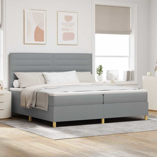 Letto a Sorgente LED Grigio chiaro 200 x 200 cm Tessuto | homemem39