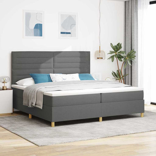 Letto a Sorgente LED Grigio scuro 200 x 200 cm Tessuto | homemem39