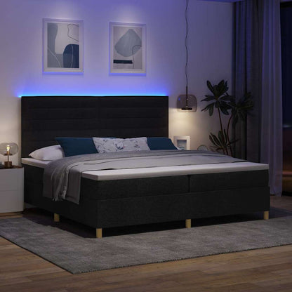 Letto a Sorgente LED con materasso Nero 200 x 200 cm Tessuto | homemem39