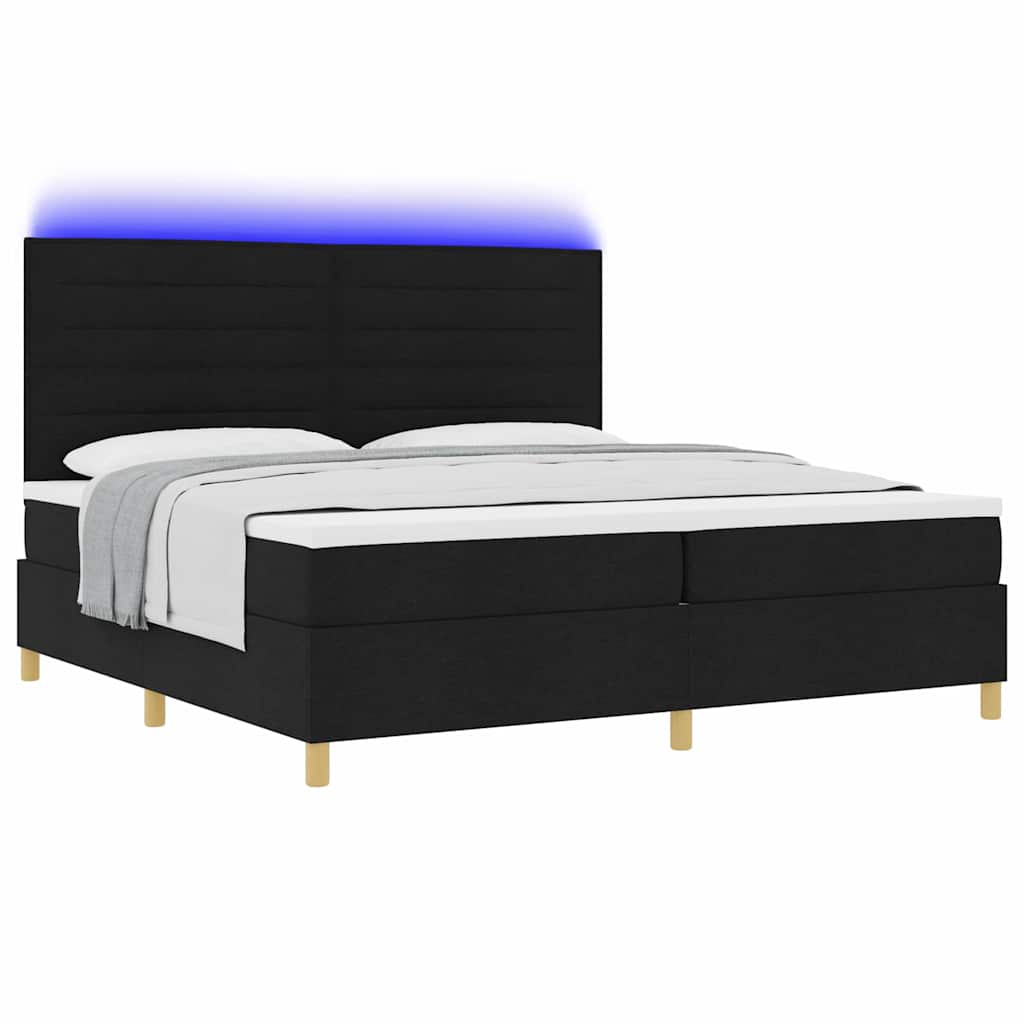 Letto a Sorgente LED con materasso Nero 200 x 200 cm Tessuto | homemem39