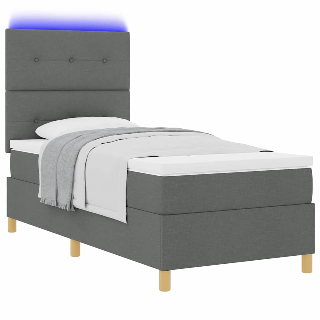 Letto a Sorgente LED Grigio scuro 80 x 200 cm Tessuto | homemem39