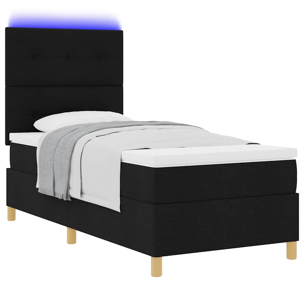 Letto a Sorgente LED con testiera Nero 80 x 200 cm Tessuto | homemem39