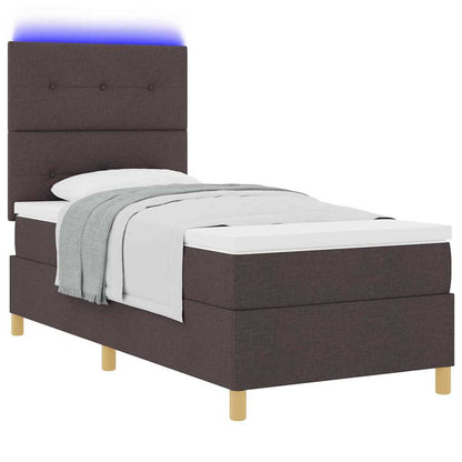 Letto a Sorgente LED Marrone Scuro 80 x 200 cm Tessuto | homemem39