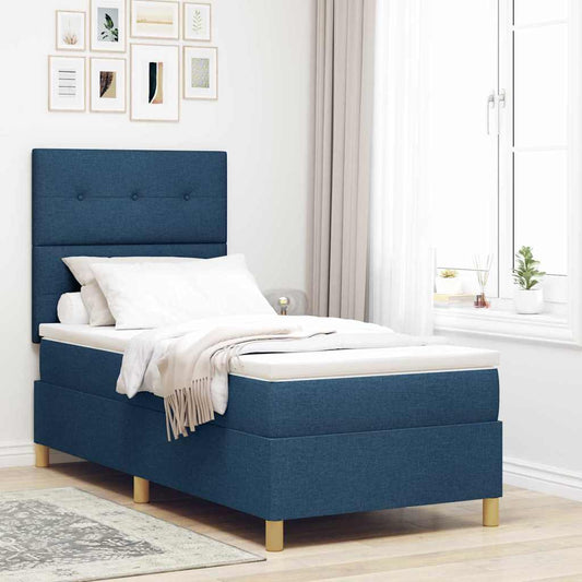 Letto a Sorgente LED con testiera Blu 80 x 200 cm Tessuto | homemem39